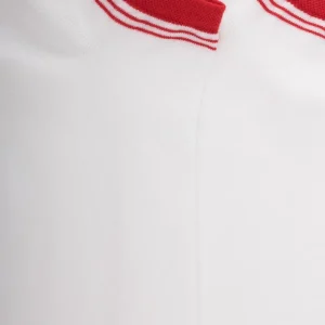 Homme Doré Doré Socquettes^Socquettes homme et fines en coton égyptien avec rayures sur bord - Blanc & Rouge Ponceau
