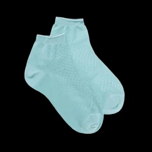 Femme Doré Doré Socquettes^Socquettes pour femmes en fil d'Ecosse avec transparents - Bleu Croisette