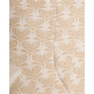 Femme Doré Doré Socquettes^Socquettes pour femmes en fil d'Ecosse avec motifs de fleurs en forme de cœur avec effet scintillant. - Écru