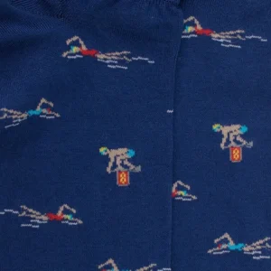 Homme Doré Doré Socquettes^Socquettes pour hommes en fil d'Ecosse à motifs de natation - Bleu Voilier