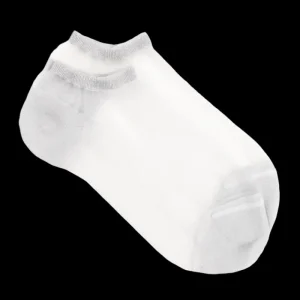 Femme Doré Doré Socquettes^Socquettes transparentes avec pointes et talons brillants lurex - Blanc et