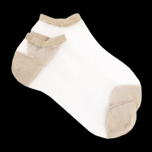 Femme Doré Doré Socquettes^Socquettes transparentes avec pointes et talons brillants lurex - Blanc et