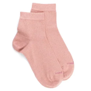 Femme Doré Doré Socquettes^Soquettes femme en coton avec effet brillant - Rose Praline