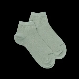 Femme Doré Doré Socquettes^Soquettes femme en coton avec effet brillant - Vert Sauge