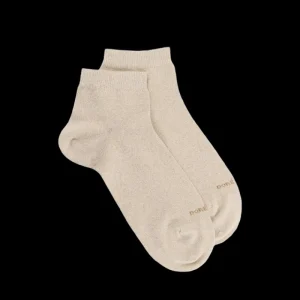 Femme Doré Doré Socquettes^Soquettes femme en coton avec effet brillant - Beige Désert