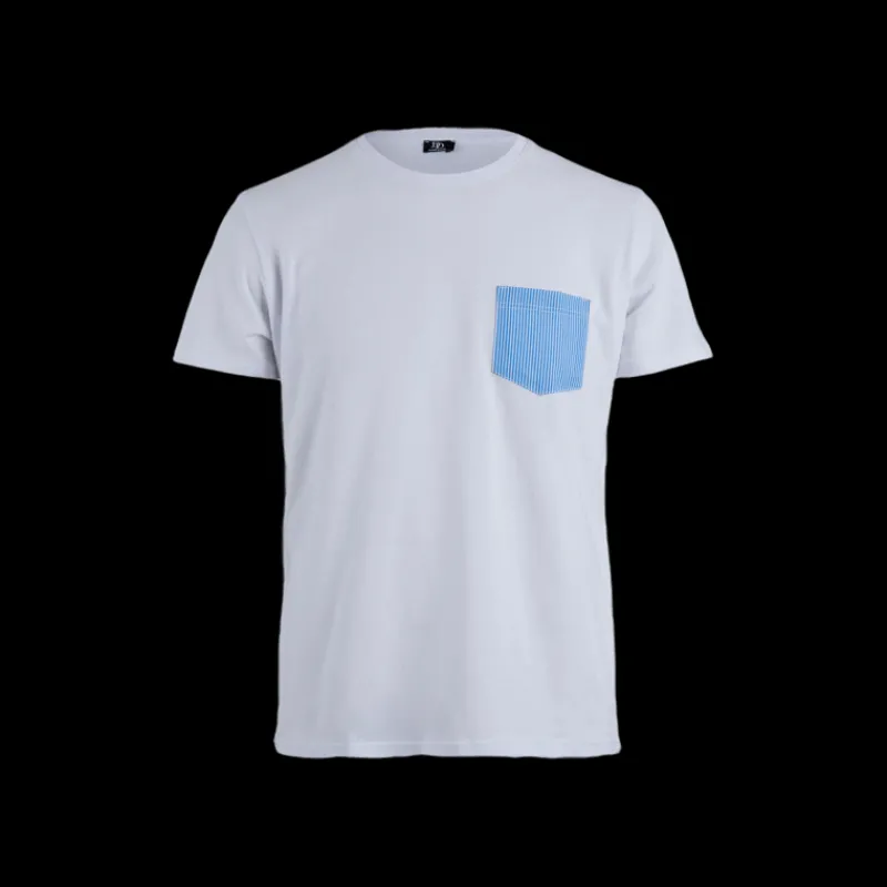 tshirt_homme_en_coton_ave_0.webp Doré Doré T-shirts^T-shirt homme en coton avec poche à motifs - Blanc & Bleu France