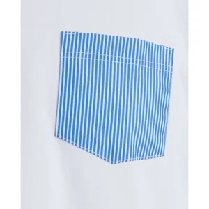 Doré Doré T-shirts^T-shirt homme en coton avec poche à motifs - Blanc & Bleu France