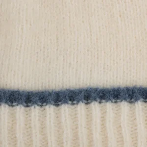 Doré Doré Bonnets^Bonnet à pompon en laine polaire - Ecru et bleu