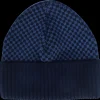 Doré Doré Bonnets^Bonnet en laine mérinos à carreaux - Bleu marine