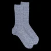 Homme Doré Doré Chaussettes^Chaussettes à côtes unies en lin et coton pour hommes - Bleu Voilier