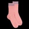 Femme Doré Doré Chaussettes^Chaussettes ajourées en coton uni pour femmes - Rose Praline