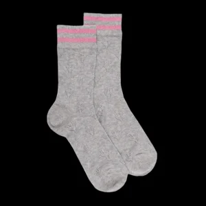 Femme Doré Doré Chaussettes^Chaussettes ajourées en coton uni pour femmes - Gris Rocheux