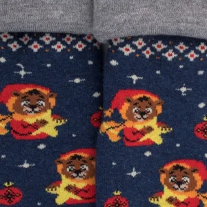 Enfant Doré Doré Chaussettes^Chaussettes anti-dérapantes enfant en coton à motif nounours - Bleu Caban