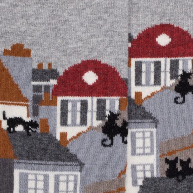 chaussettes_avec_chats_su_1.webp Femme Doré Doré Chaussettes^Chaussettes avec chats sur les toits de Paris