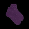 Femme Doré Doré Socquettes^Chaussettes courtes en coton égyptien uni pour femmes avec feuilles de ramage transparentes - Couleur prune