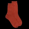 Femme Doré Doré Chaussettes^Chaussettes courtes en laine unie pour femmes avec papillons transparents - Orange henné