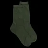 Femme Doré Doré Chaussettes^Chaussettes courtes en laine unie pour femmes avec papillons transparents - Vert cyprès