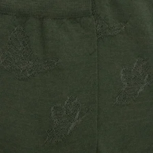 Femme Doré Doré Chaussettes^Chaussettes courtes en laine unie pour femmes avec papillons transparents - Vert cyprès