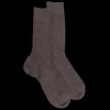 Homme Doré Doré Chaussettes^Chaussettes côtelé bicolores homme en laine et coton doux - Brun loutre & quetsche