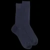 Homme Doré Doré Chaussettes^Chaussettes côtelé bicolores homme en laine et coton doux - Bleu marine
