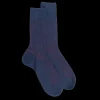 Homme Doré Doré Chaussettes^Chaussettes côtelé bicolores homme en laine et coton doux - Bleu Caban & Rouge brique