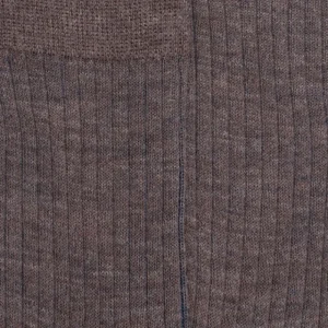 Homme Doré Doré Chaussettes^Chaussettes côtelé bicolores homme en laine et coton doux - Brun loutre & Bleu