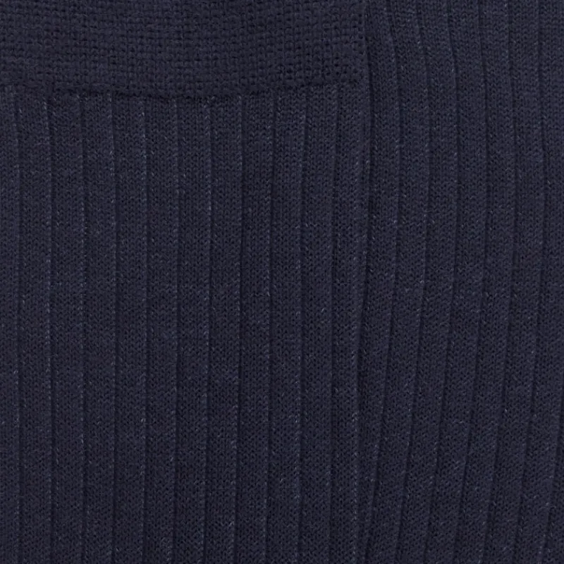 Homme Doré Doré Chaussettes^Chaussettes côtelé bicolores homme en laine et coton doux - Bleu marine