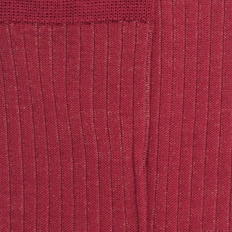 Homme Doré Doré Chaussettes^Chaussettes côtelé bicolores homme en laine et coton doux - Rouge pommard & Beige Sable