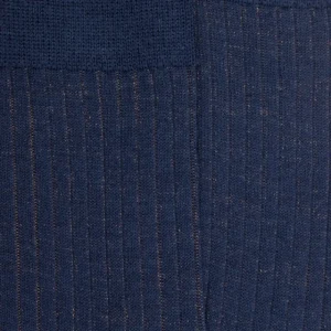 Homme Doré Doré Chaussettes^Chaussettes côtelé bicolores homme en laine et coton doux - Bleu caban & marron faon