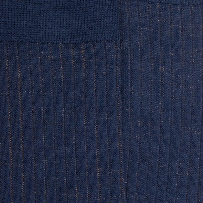 chaussettes_ctel_bicolore_1-5.webp Homme Doré Doré Chaussettes^Chaussettes côtelé bicolores homme en laine et coton doux - Bleu caban & marron faon