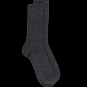 Homme Doré Doré Chaussettes^Chaussettes côtelées en laine Mérinos épaisse - Gris