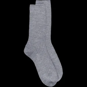 Homme Doré Doré Chaussettes^Chaussettes côtelées en laine Mérinos épaisse - Gris oxford