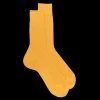 Homme Doré Doré Chaussettes^Chaussettes côtelées pour hommes en fil d'Ecosse 100% uni - Jaune Papaye
