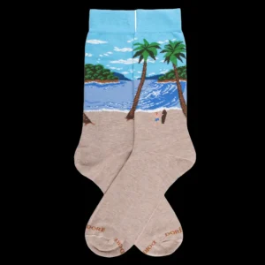 Homme Doré Doré Chaussettes^Chaussettes d'Ecosse pour hommes avec motif de plage tropicale - Beige Sahara