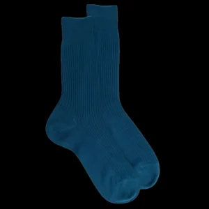 Homme Doré Doré Chaussettes^Chaussettes Dore Dore bleu naval à fines côtes