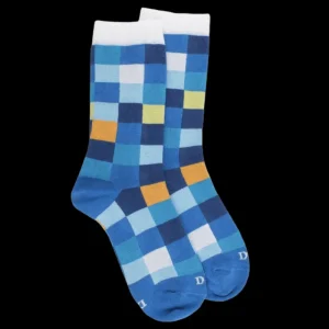 Enfant Doré Doré Chaussettes^Chaussettes Echiquier en coton doux - Bord blanc