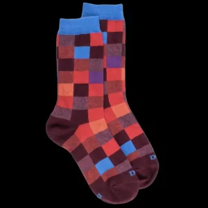 Enfant Doré Doré Chaussettes^Chaussettes Echiquier multicolore en coton doux