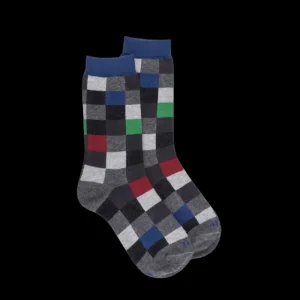 Enfant Doré Doré Chaussettes^Chaussettes Echiquier multicolore en coton doux