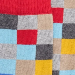 Enfant Doré Doré Chaussettes^Chaussettes Echiquier en coton doux - Bord rouge