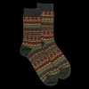 Homme Doré Doré Chaussettes^Chaussettes en coton à motifs tribaux pour hommes - Vert thym