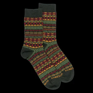 Homme Doré Doré Chaussettes^Chaussettes en coton à motifs tribaux pour hommes - Vert thym