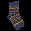 Homme Doré Doré Chaussettes^Chaussettes en coton à motifs tribaux pour hommes - Bleu pêcheur