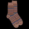 Homme Doré Doré Chaussettes^Chaussettes en coton à motifs tribaux pour hommes - Marron Caille