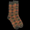 Homme Doré Doré Chaussettes^Chaussettes en coton à motifs écossais pour hommes - Vert mélèze