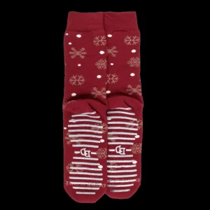 Femme Doré Doré Chaussettes^Chaussettes en coton à motifs de flocons de neige pour femmes - Rouge pommard