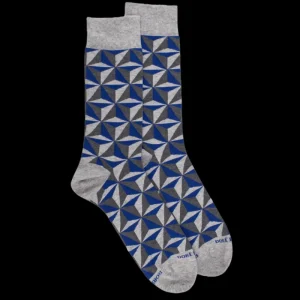 Homme Doré Doré Chaussettes^Chaussettes en coton à motifs géométriques pour hommes - Gris Rocheux