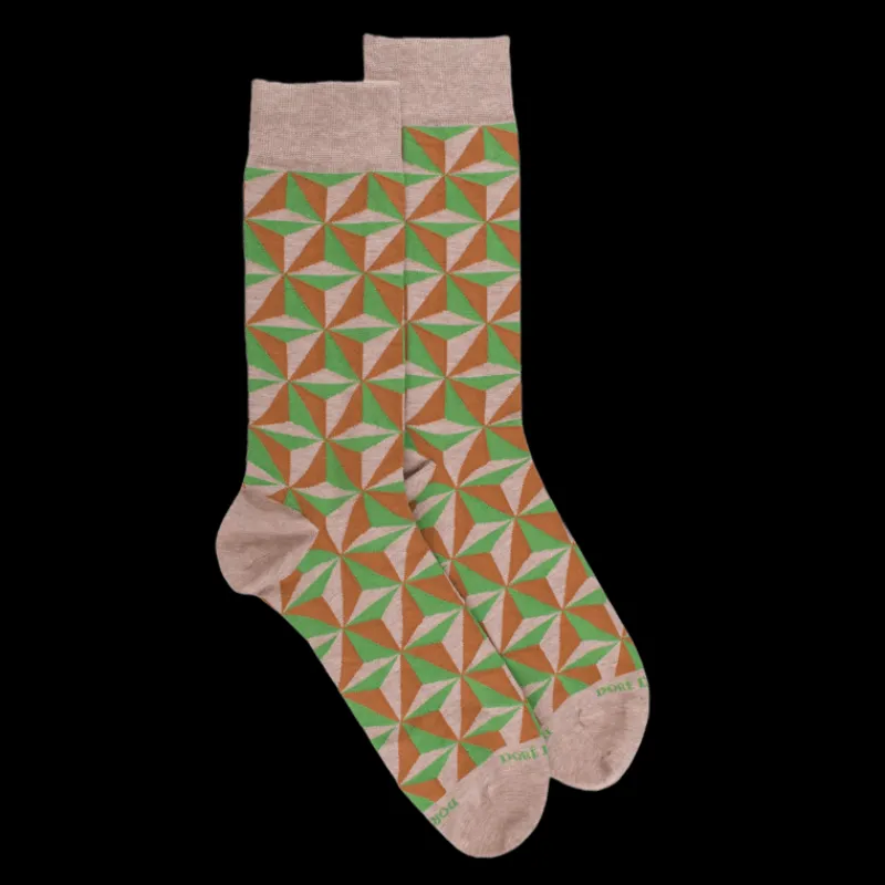 chaussettes_en_coton__mot_0-23.webp Homme Doré Doré Chaussettes^Chaussettes en coton à motifs géométriques pour hommes - Beige Sahara