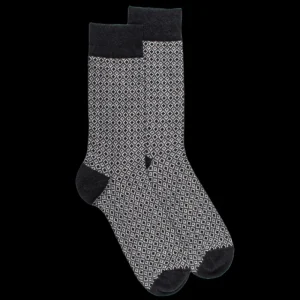 Homme Doré Doré Chaussettes^Chaussettes en coton à motifs de diamants pour hommes - Gris anthracite