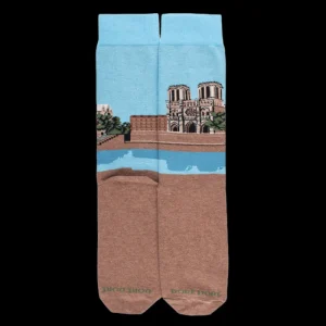 Homme Doré Doré Chaussettes^Chaussettes en coton à motifs de Notre Dame pour hommes - Marron Caille