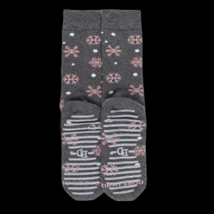 Femme Doré Doré Chaussettes^Chaussettes en coton à motifs de flocons de neige pour femmes - Gris oxford